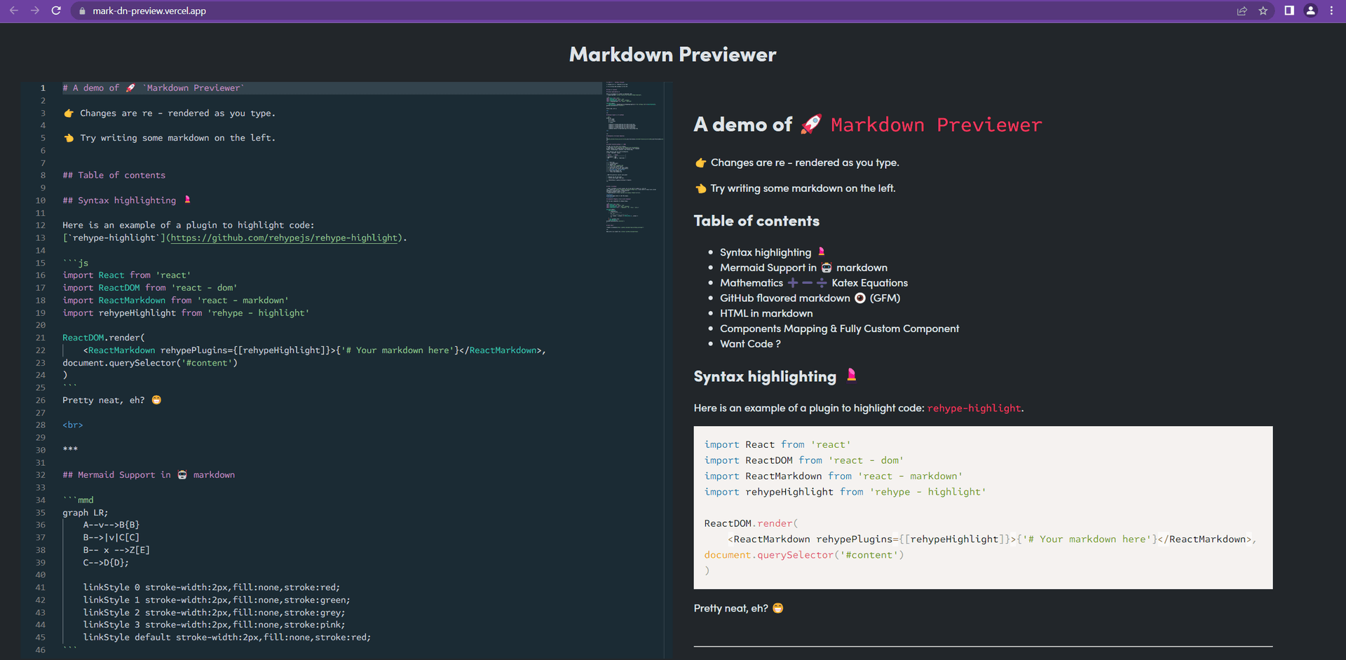 Markdown Previewer